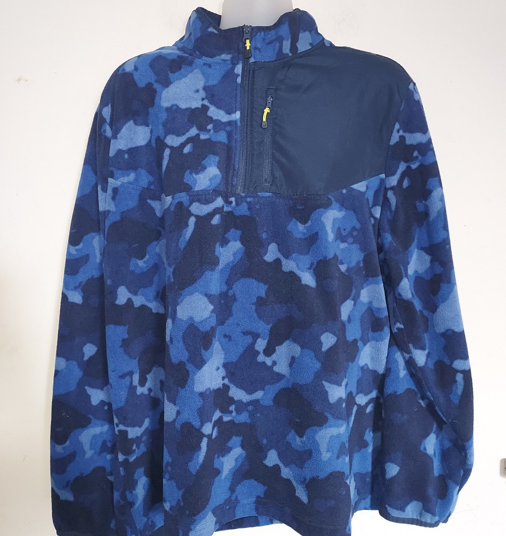 Starter Men's Fleece Jacket 2XL 1/4 Zip Lightweight Pullover Outdoor Blue Camo